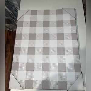 Grey and white plaid wall decor canvas